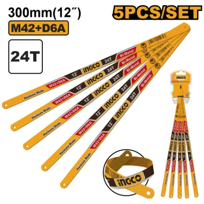 INGCO Fémfűrészlap kézi 300 / 12 mm 24 TPI bimetál (5 db)