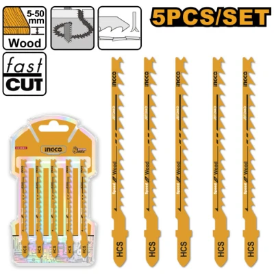 INGCO Dekopírfűrészlap fára 100/74 mm 6 TPI íves vágás HCS (5 db)