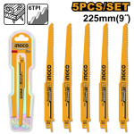 INGCO Szablyafűrészlap 225 mm 6 TPI szöges fára BIM (5 db)