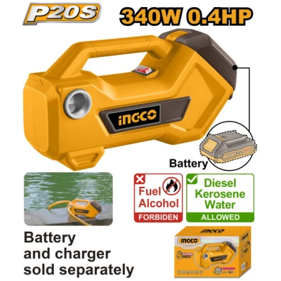 INGCO Akkus víz- és olajszivattyú 3/4" 20 V (akku és töltő nélkül)
