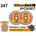INGCO Fűrésztárcsa fához 185 x 20 x 1,0 mm / 24T (2 db)