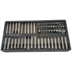 T-torx, t-torx (lyukas), imbusz, XZN bit készlet + 3/8" és 1/2" dugókulcs foglalat, 60 darabos